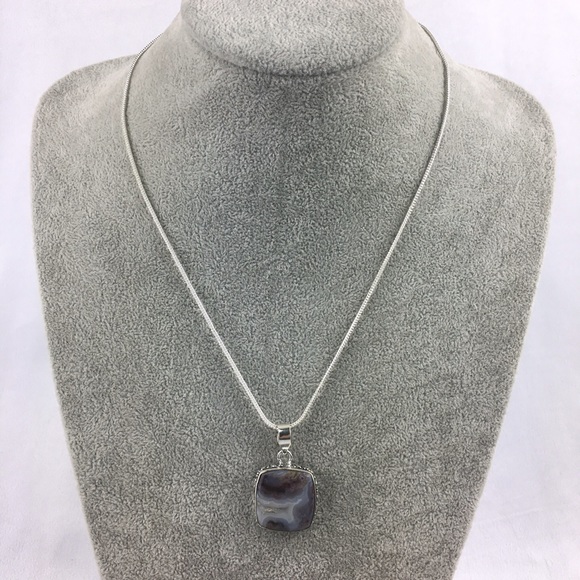 New Crazy Lace Agate Stone Silver Pendant Necklace - Picture 2 of 9